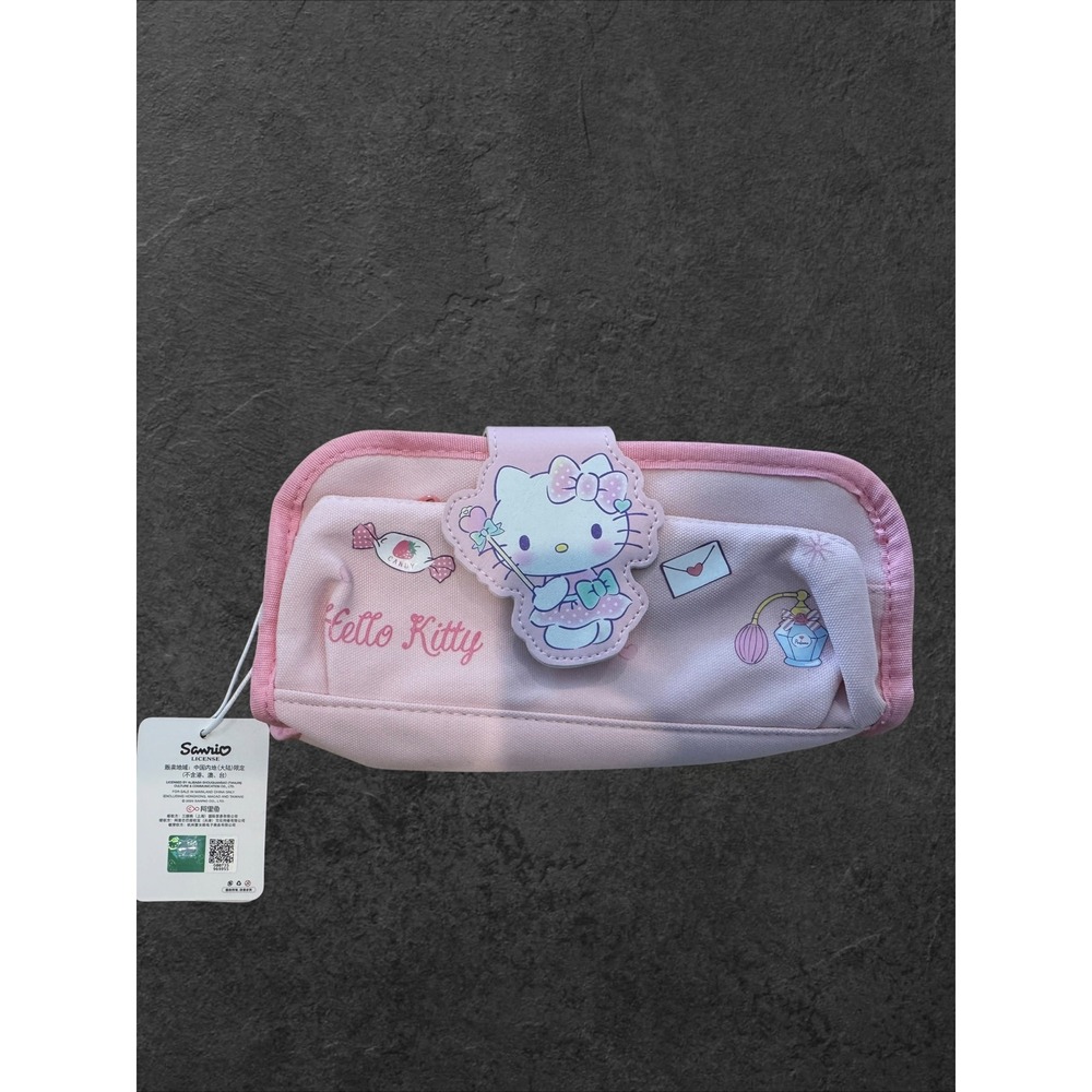 Sanrio Hello Kitty Pink Pencil Case Multi Compartment Stationery Pouch New Tag